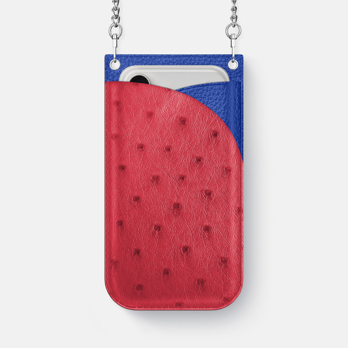 Crossbody Bag For iPhone 18 Pro Max In Ostrich -1 | Red-Steel
