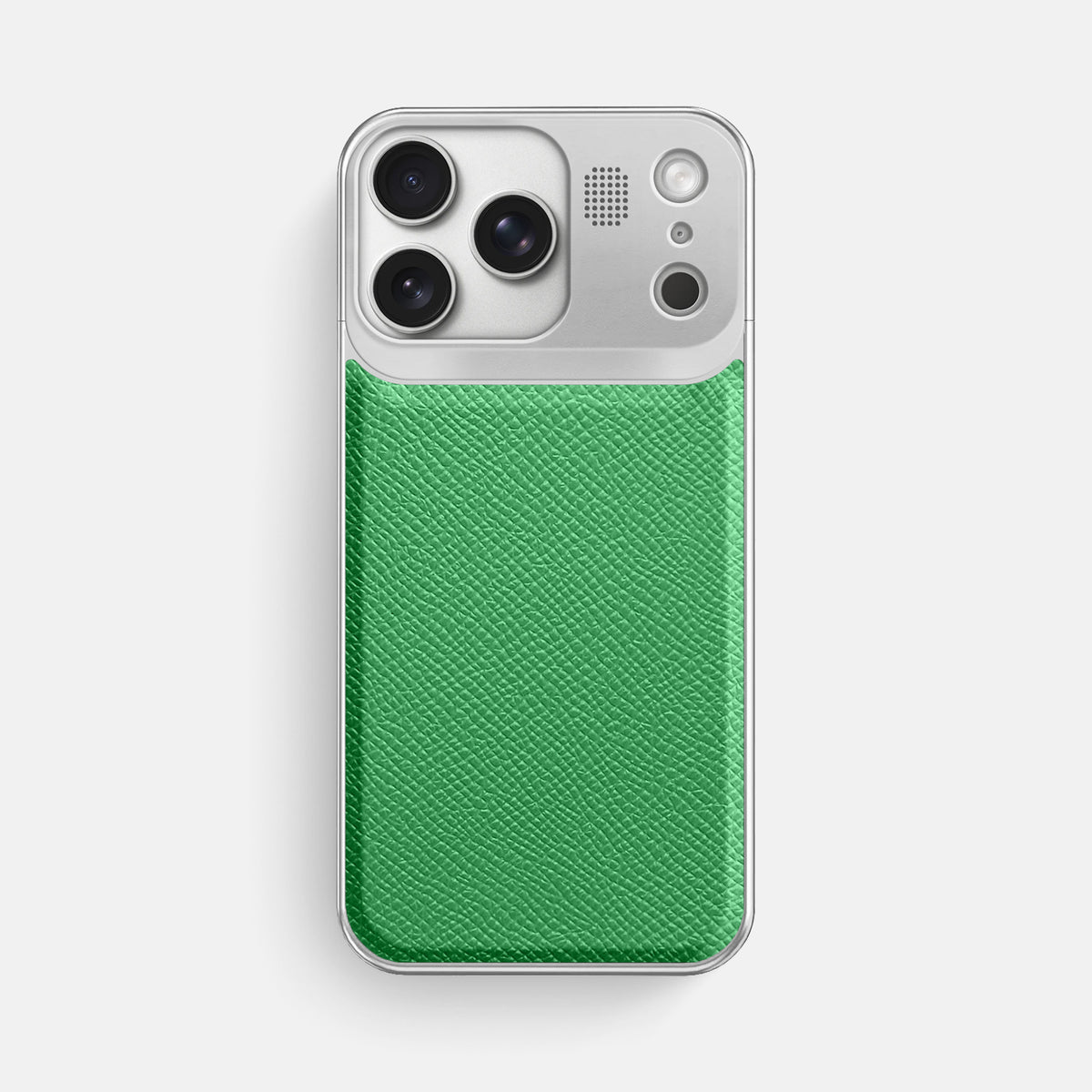 Metal Case For iPhone 17 Pro Max In Epsom-Style Calf -1 | Grass-Green-Steel