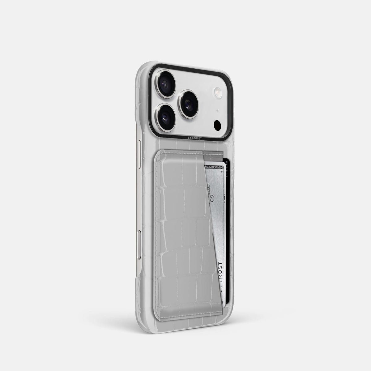 Double Card Case For iPhone 18 Pro In Shiny Alligator -2 | White-Black