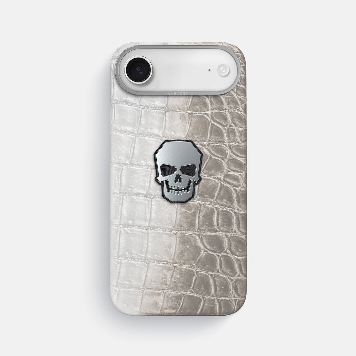 Classic Case With Titanium Skull For iPhone 17 Air In Himalayan Crocodile -1 | Grey-Steel