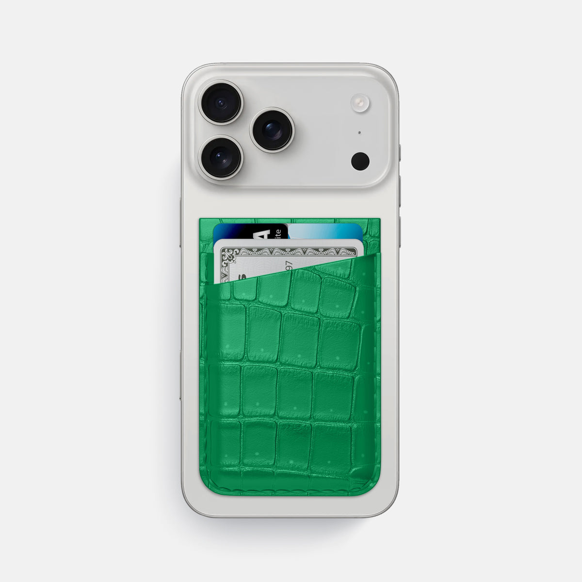 MagSafe Wallet For iPhone 17 Pro Max In Porosus Crocodile -1 | Cactus-Green