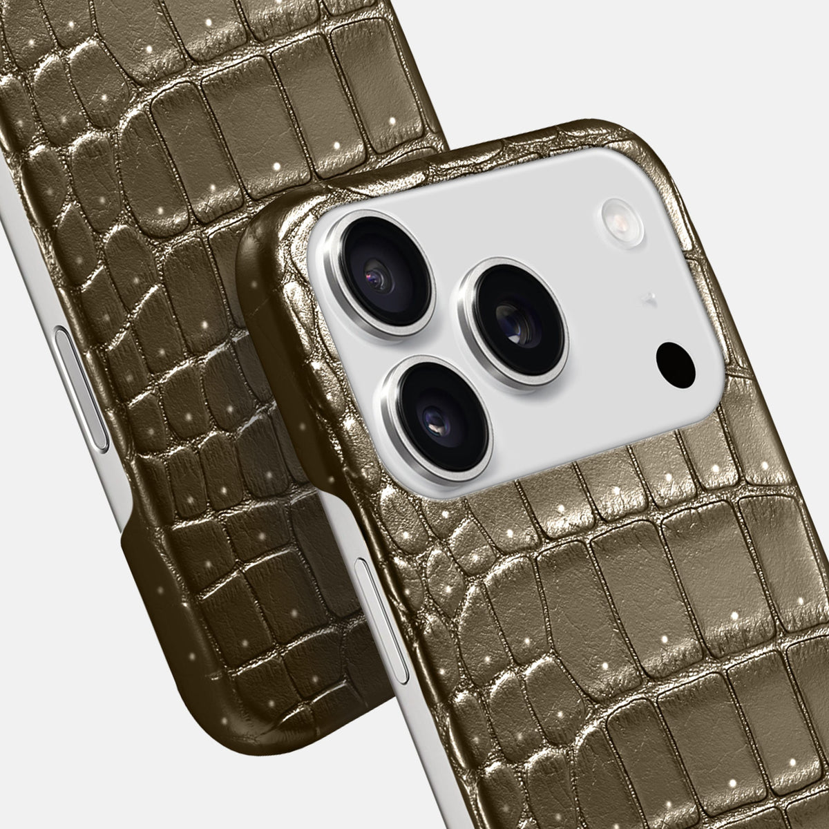 Slim Case For iPhone 18 Pro In Porosus Crocodile -6 | Bronze