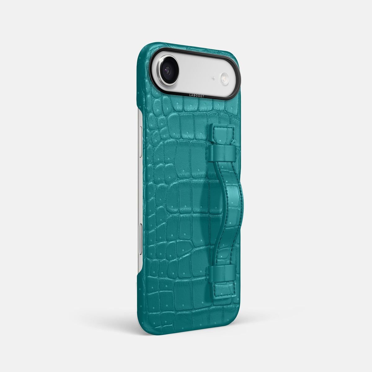 Handle Case For iPhone 17 Air In Porosus Crocodile -2 | Celadon-Black