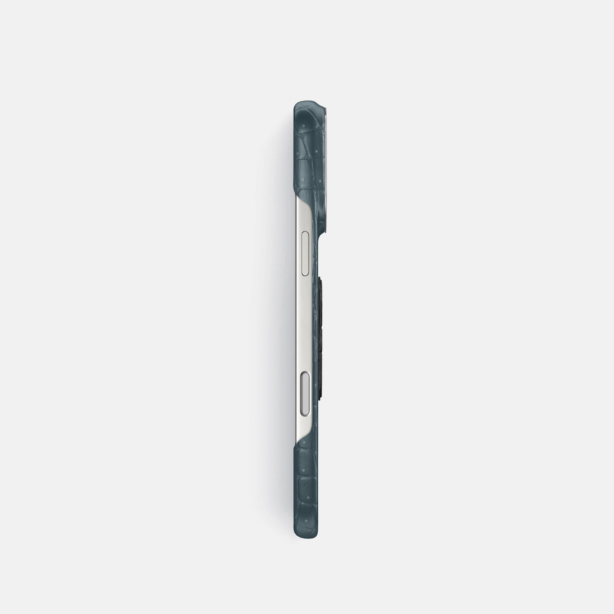 Classic Case With Carbon Skull For iPhone 18 Pro In Porosus Crocodile -3 | Denim-Steel