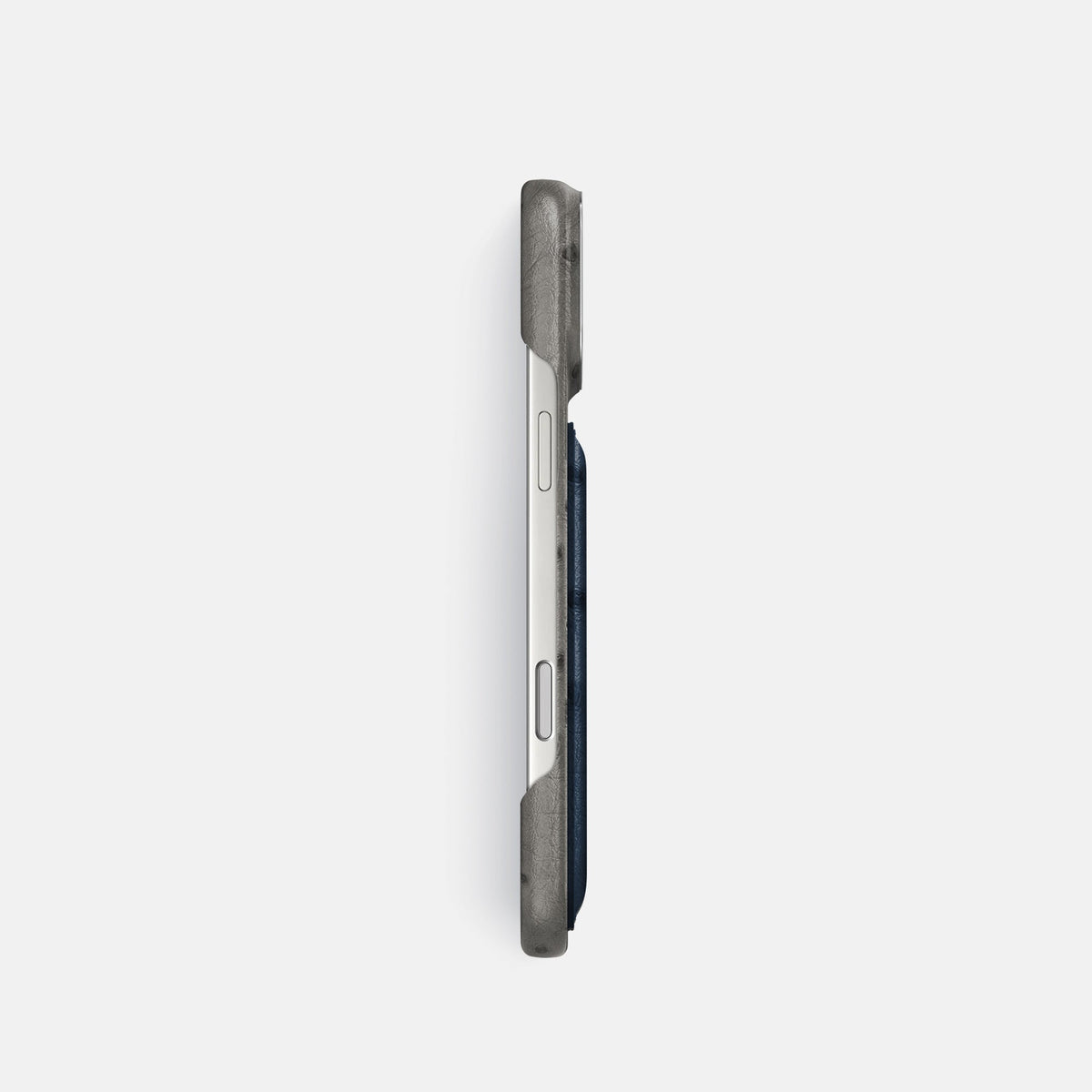Double Card Case Coloré For iPhone 18 Pro In Ostrich -3 | Grey-Steel
