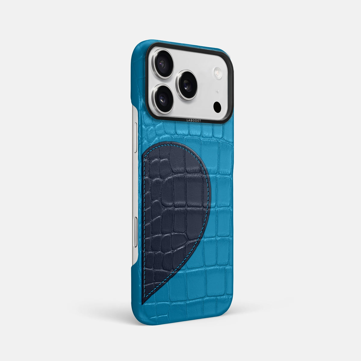 Classic Case With Half Heart - Right For iPhone 18 Pro Max In Alligator -2 | Curaçao-Blue-Black
