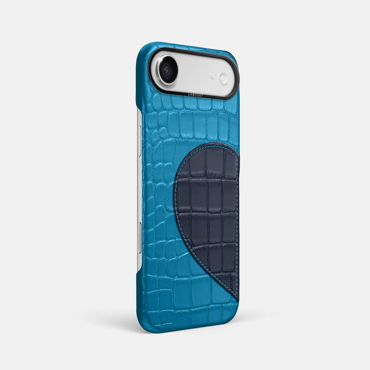 Classic Case With Half Heart - Left For iPhone 17 Air In Alligator -2 | Curaçao-Blue-Black