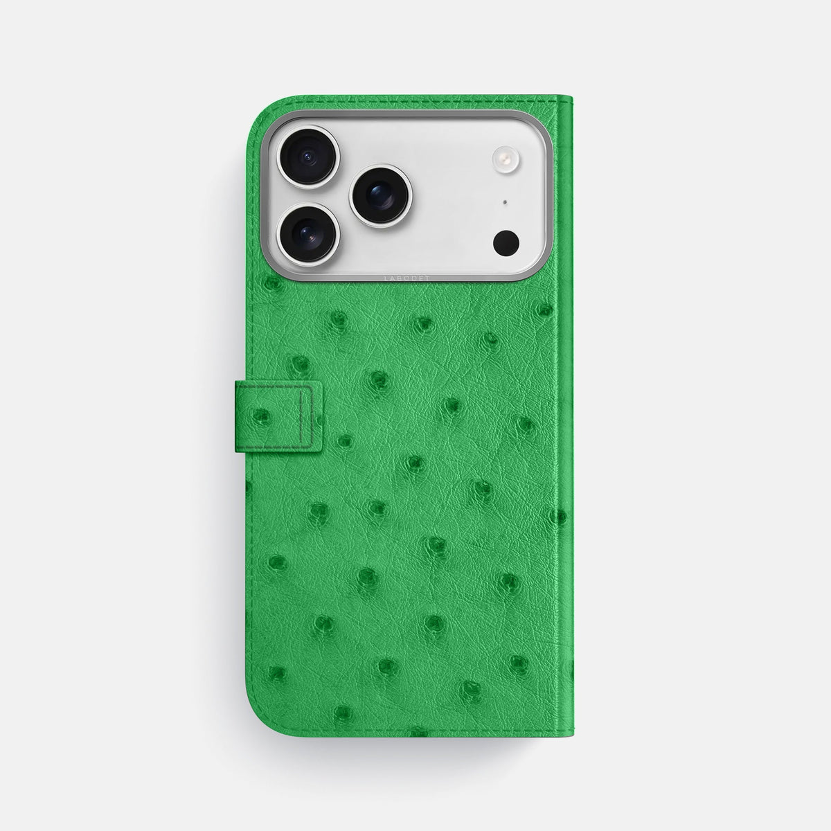 Folio Case with Clasp For iPhone 18 Pro Max In Ostrich -3 | Kentucky-Green-Steel