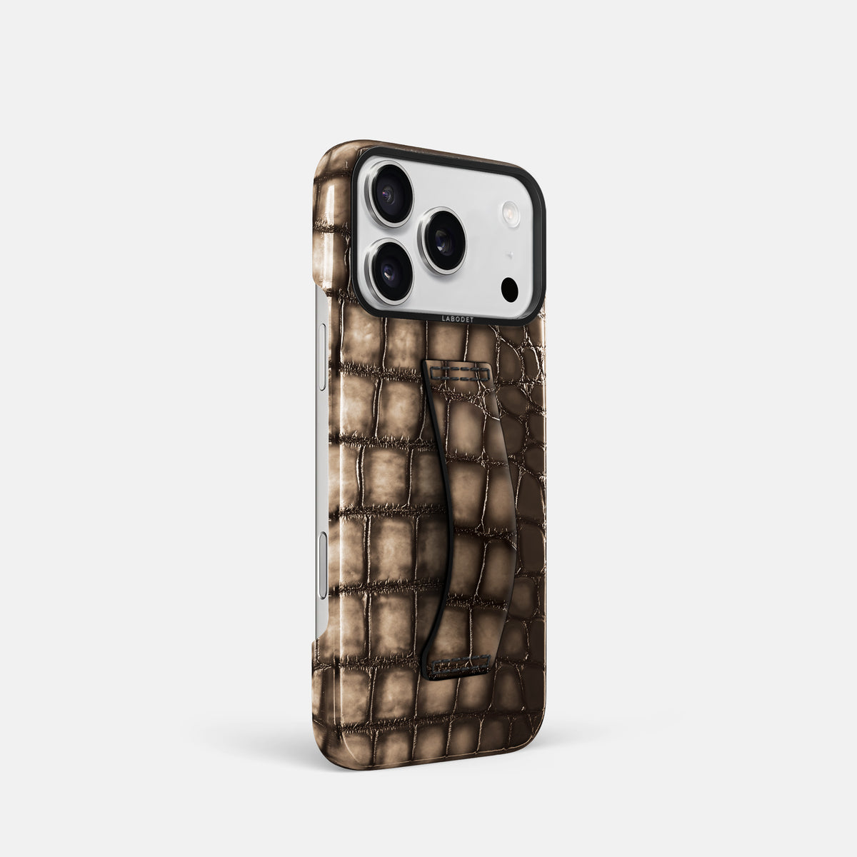 Finger Case For iPhone 17 Pro In Patina Alligator -2 | Etoupe-Black