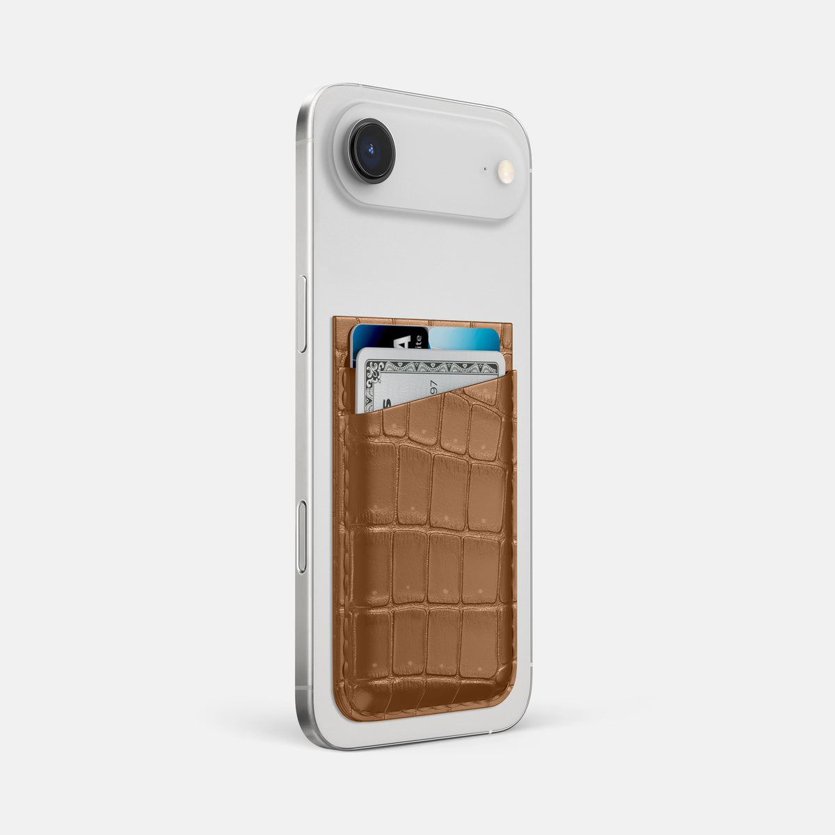 MagSafe Wallet For iPhone 17 Air In Porosus Crocodile -2 | Milk-Chocolate