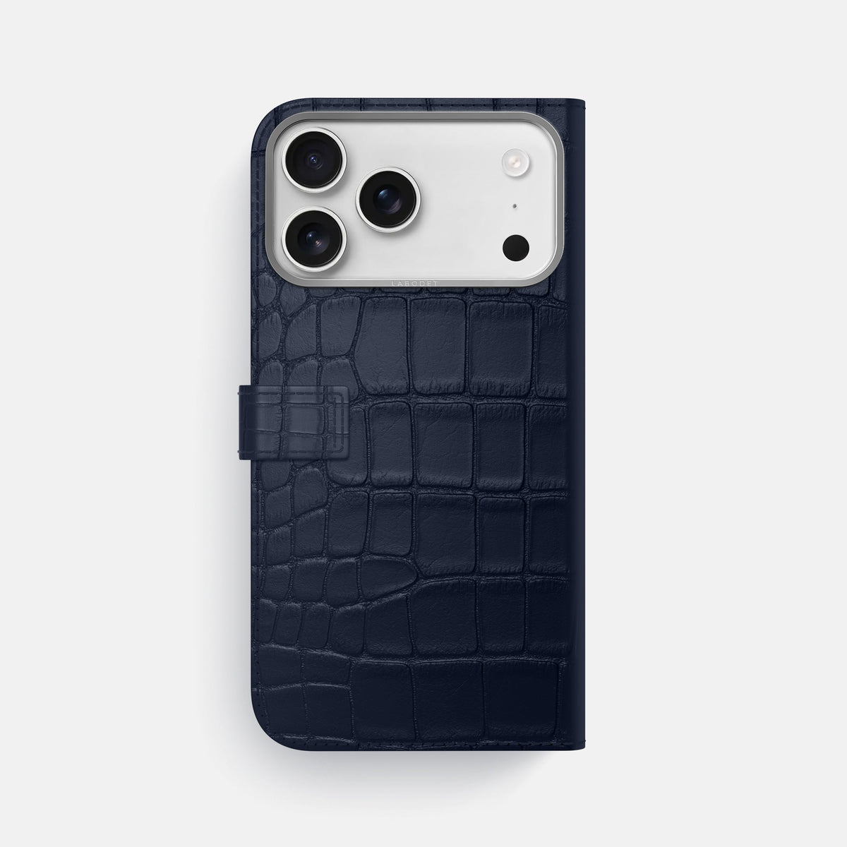 Folio Case with Clasp For iPhone 18 Pro Max In Alligator -3 | Navy-Blue-Steel