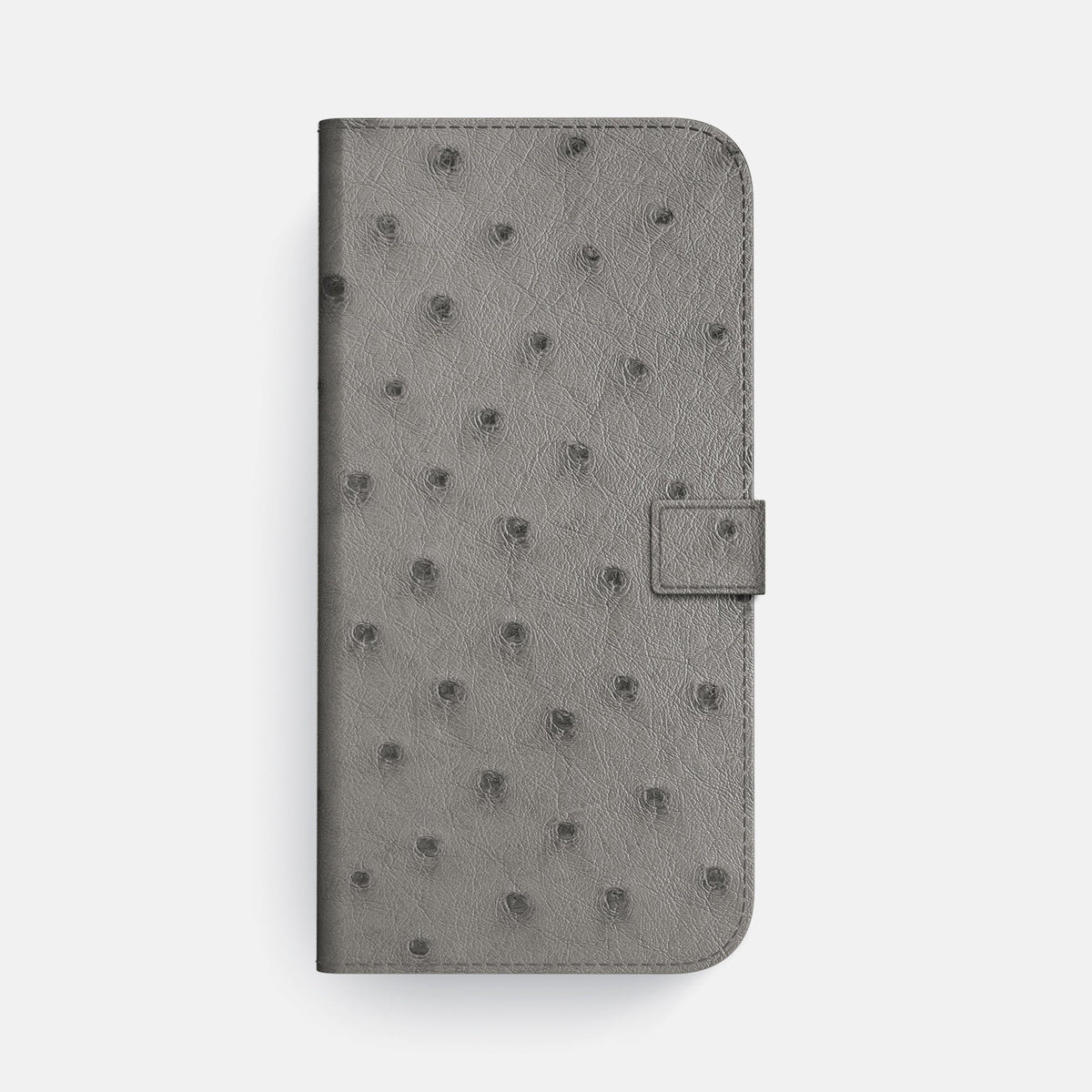 Folio Case with Clasp For iPhone 18 Pro Max In Ostrich -4 | Grey-Steel