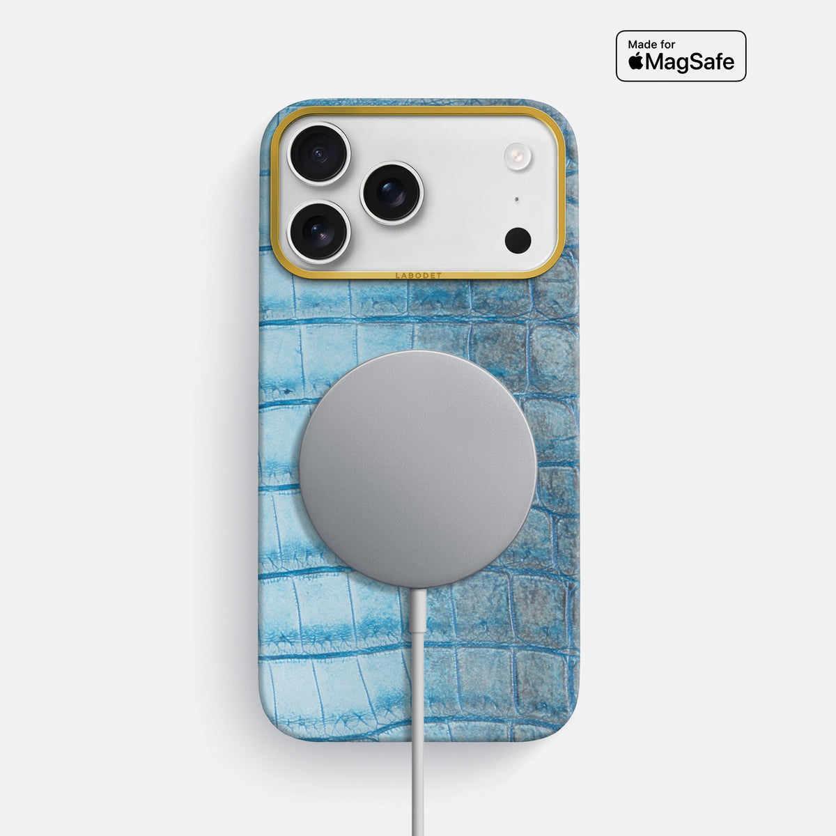 Classic Case For iPhone 18 Pro Max In Himalayan Crocodile -4 | Ice-Blue-Gold
