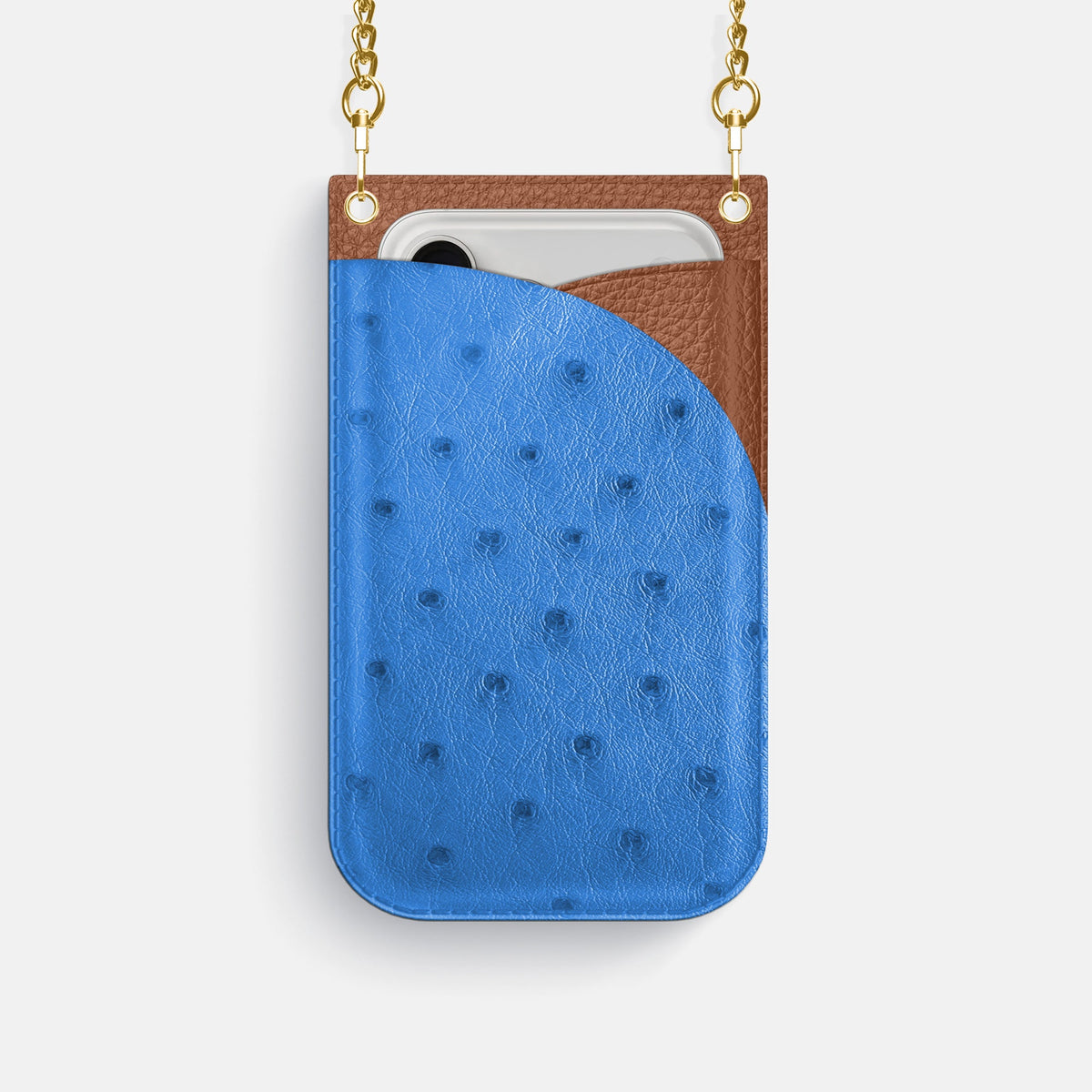 Crossbody Bag For iPhone 18 Pro In Ostrich -1 | Royal-Blue-Gold