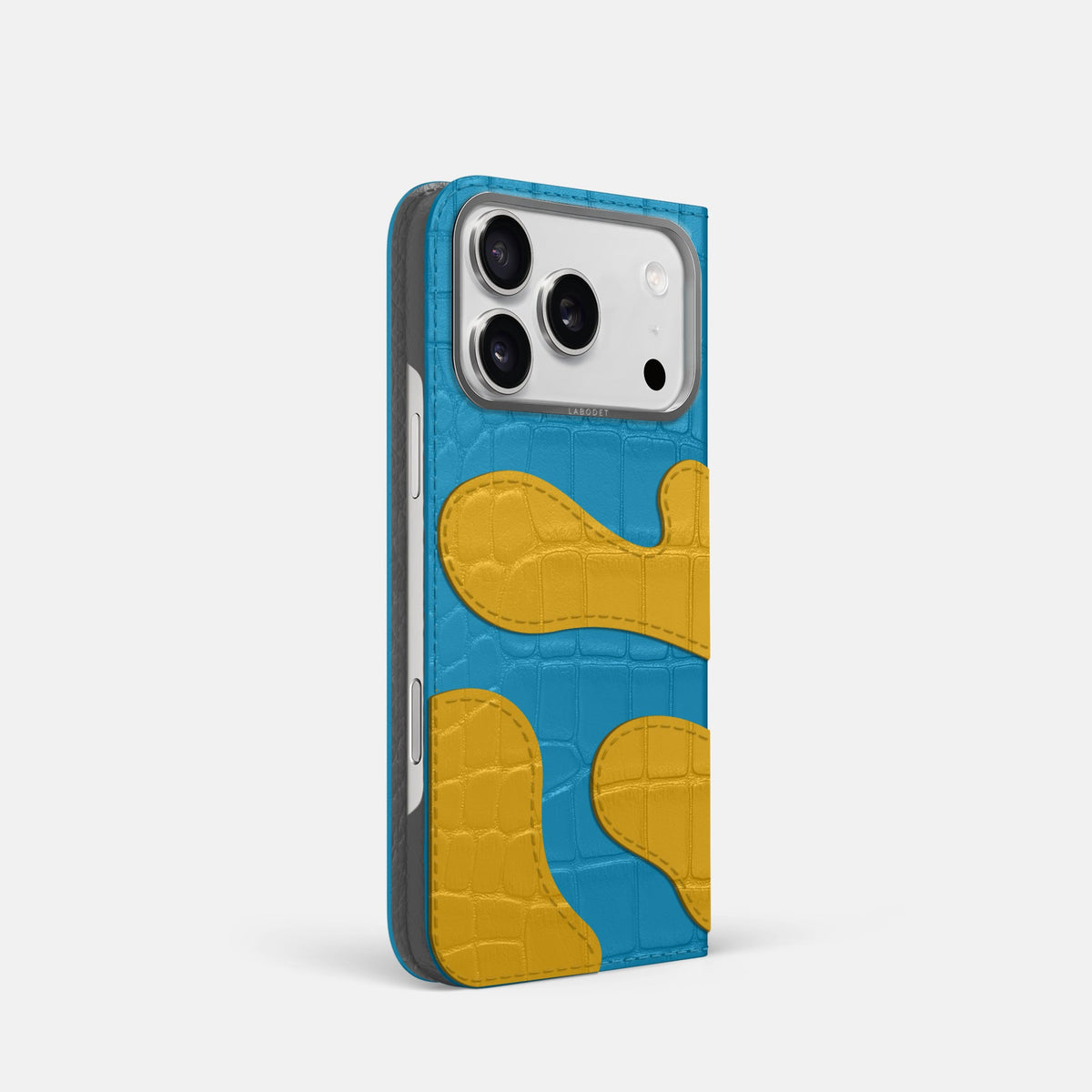 Camouflage Folio For iPhone 18 Pro In Alligator -1 | Curaçao-Blue-Steel