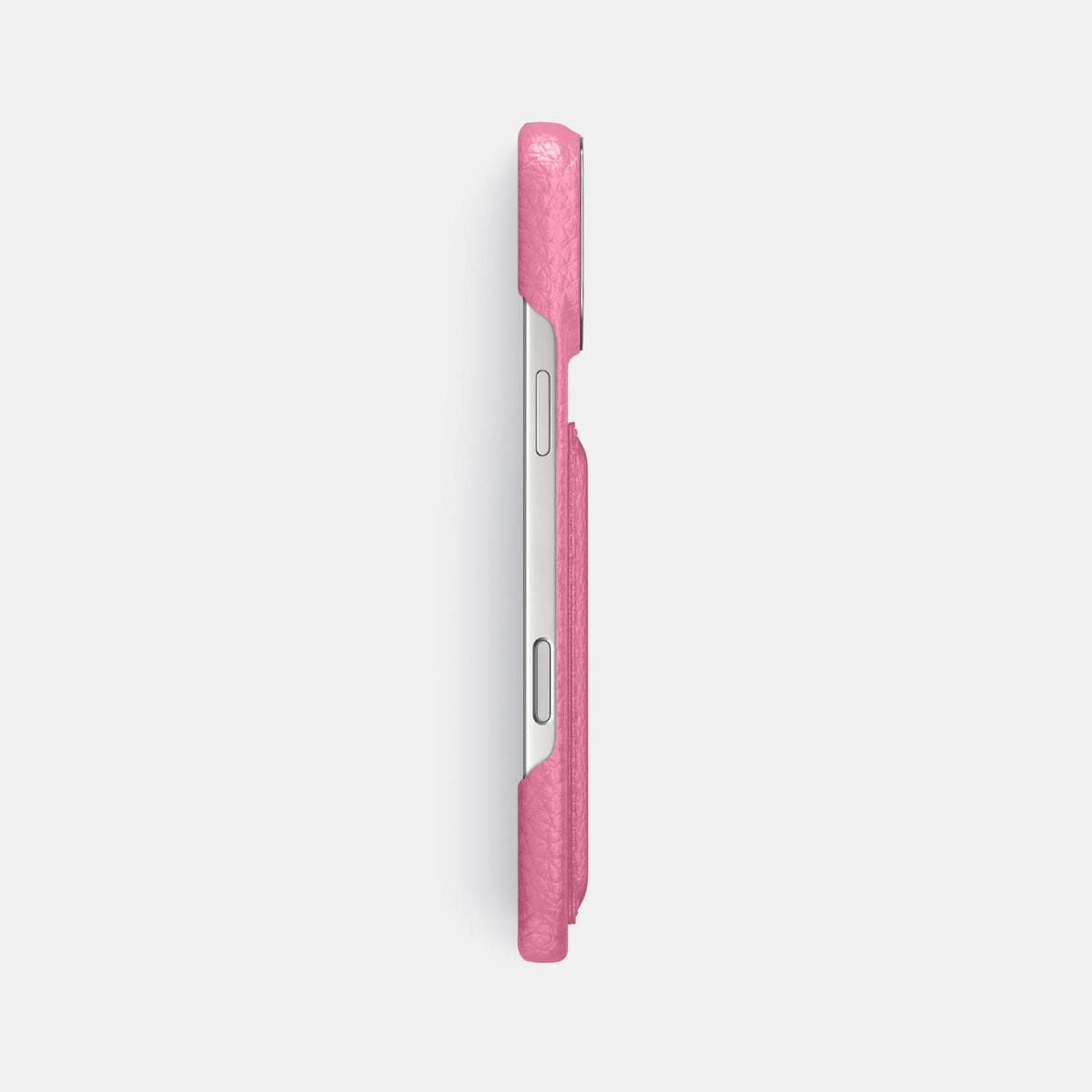 Double Card Case For iPhone 18 Pro Max In Calf -3 | Pink-Steel