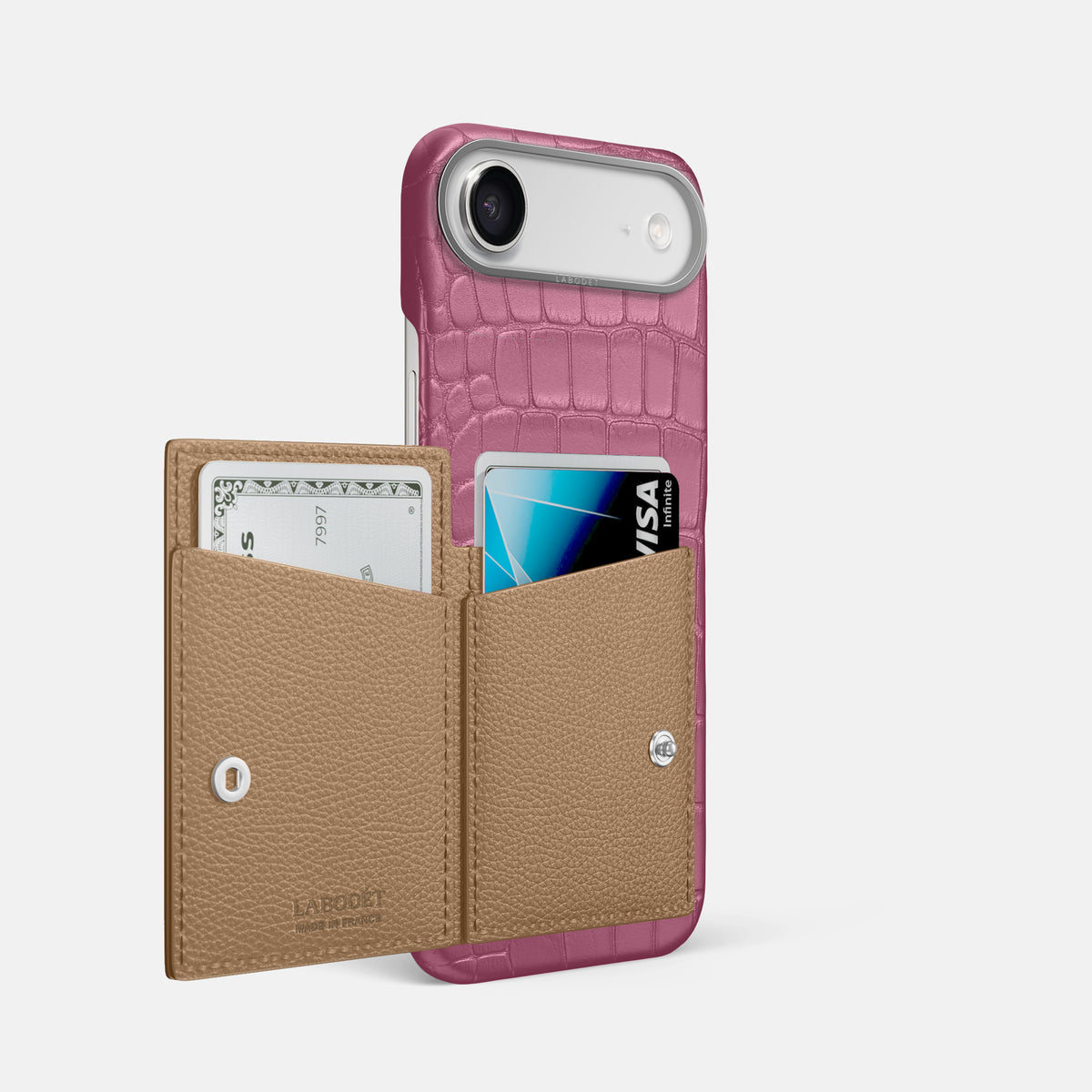 Bi-Fold Case For iPhone 17 Air In Alligator -2 | Pink-Lagoon-Steel