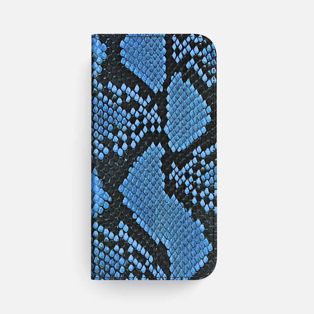 Folio Case For iPhone 18 Pro Max In Deluxe Python -4 | Blue-Jeans-Black