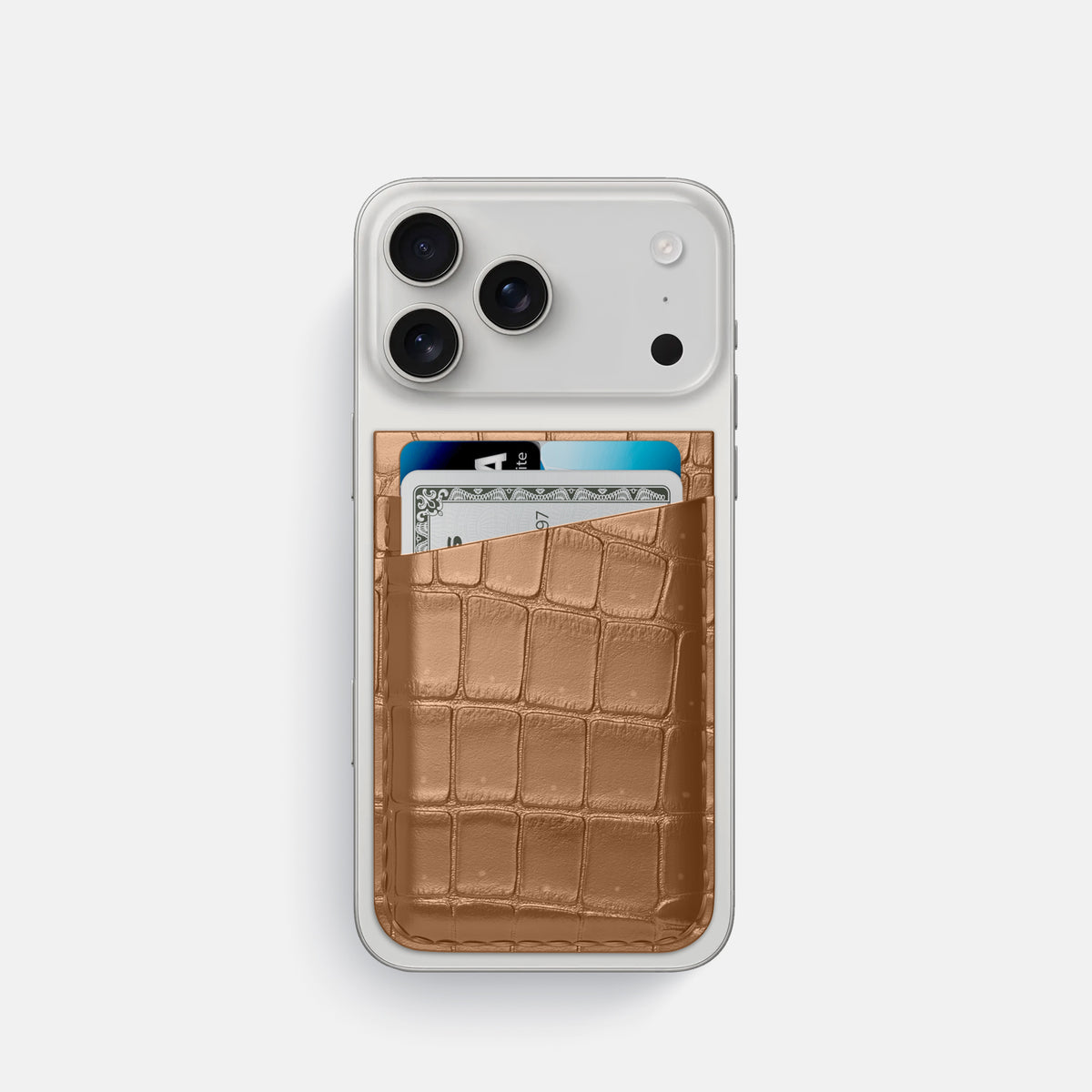 MagSafe Wallet For iPhone 17 Pro In Porosus Crocodile -1 | Milk-Chocolate