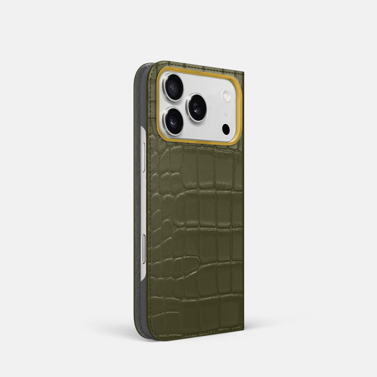 Folio Case For iPhone 18 Pro In Alligator -1 | Kaki-Green-Gold