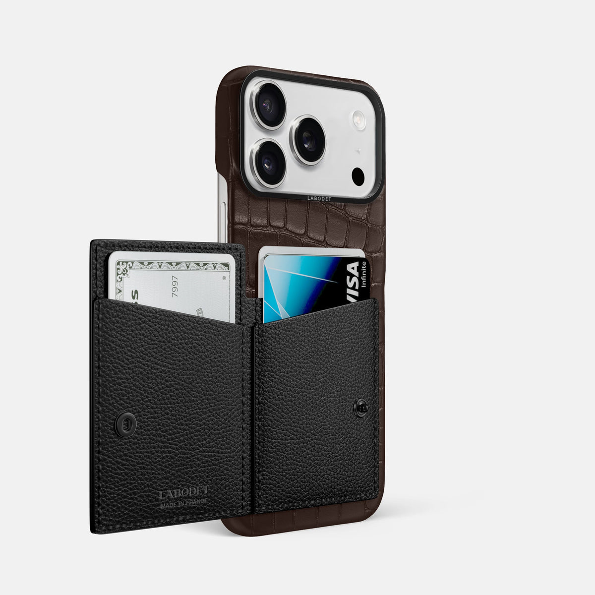 Bi-Fold Case For iPhone 18 Pro Max In Alligator -2 | Dark-Brown-Black