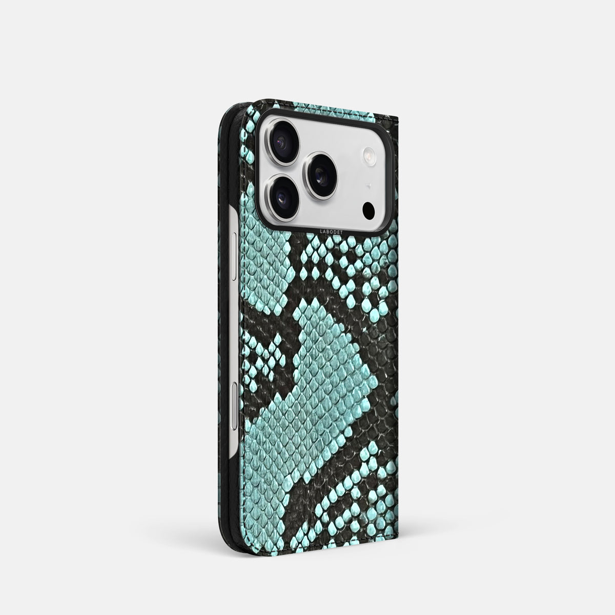Folio Case For iPhone 17 Pro In Deluxe Python -1 | Blue-Lagoon-Black