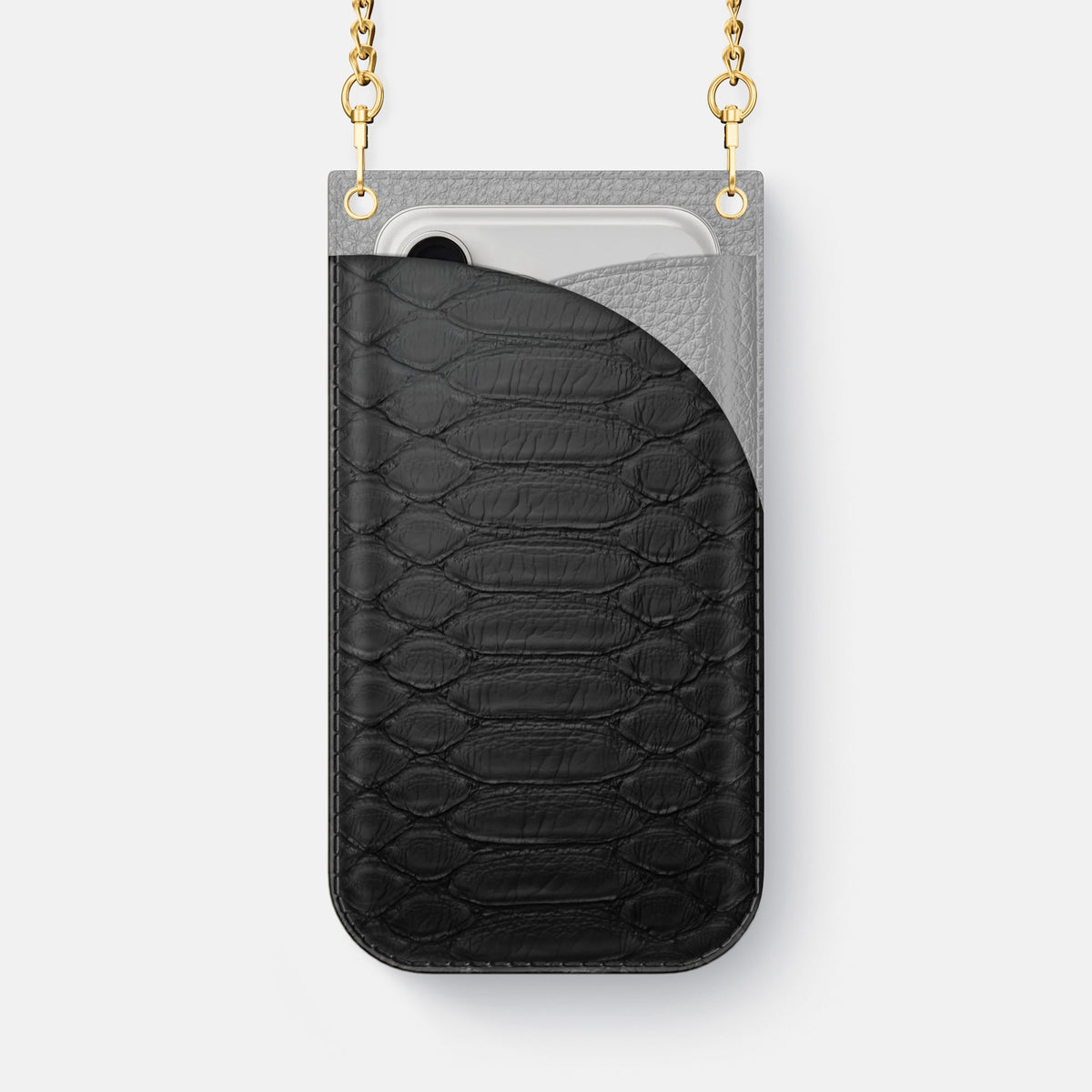Crossbody Bag For iPhone 18 Pro Max In Python -1 | Black-Gold