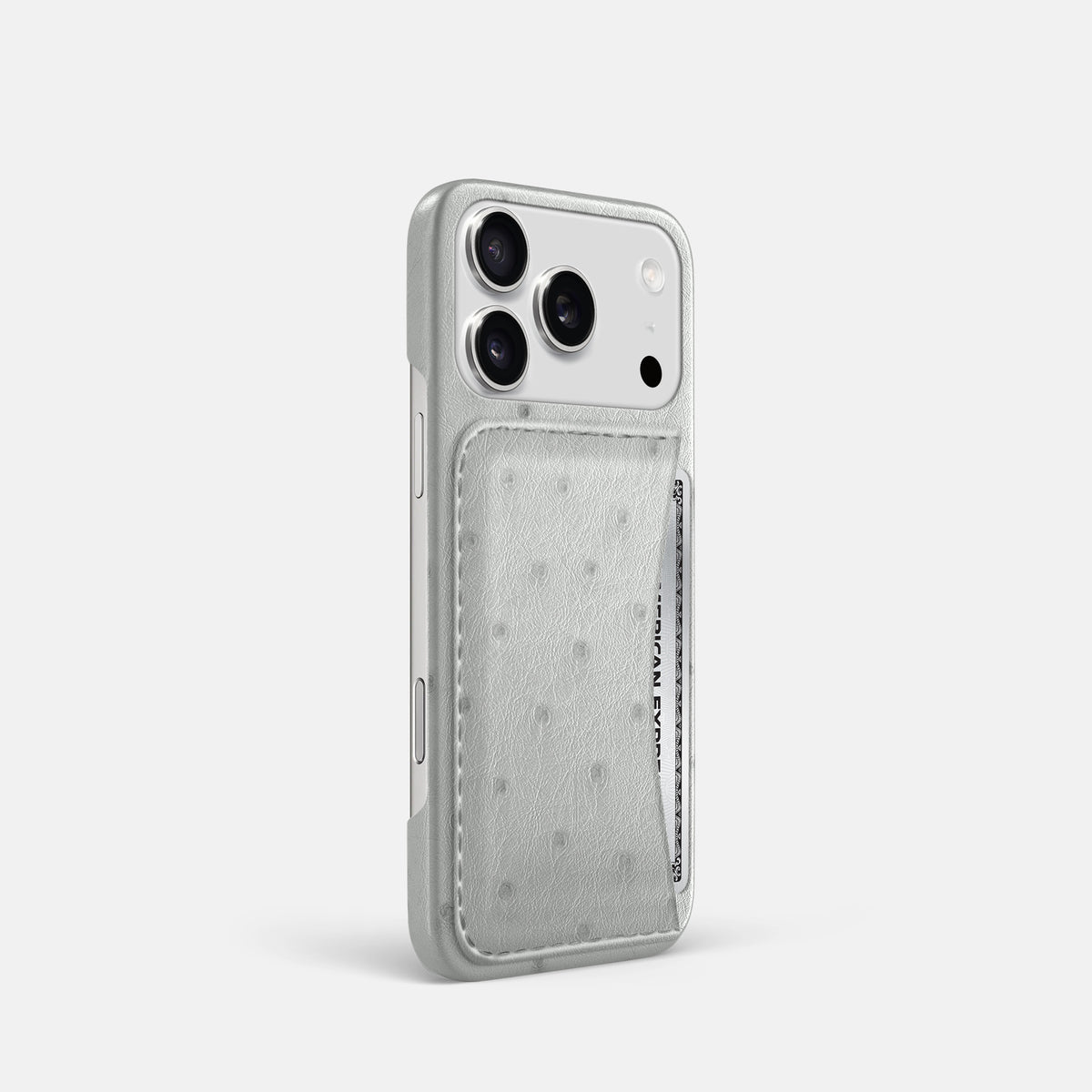 Slim Card Case For iPhone 17 Pro In Ostrich -2 | White
