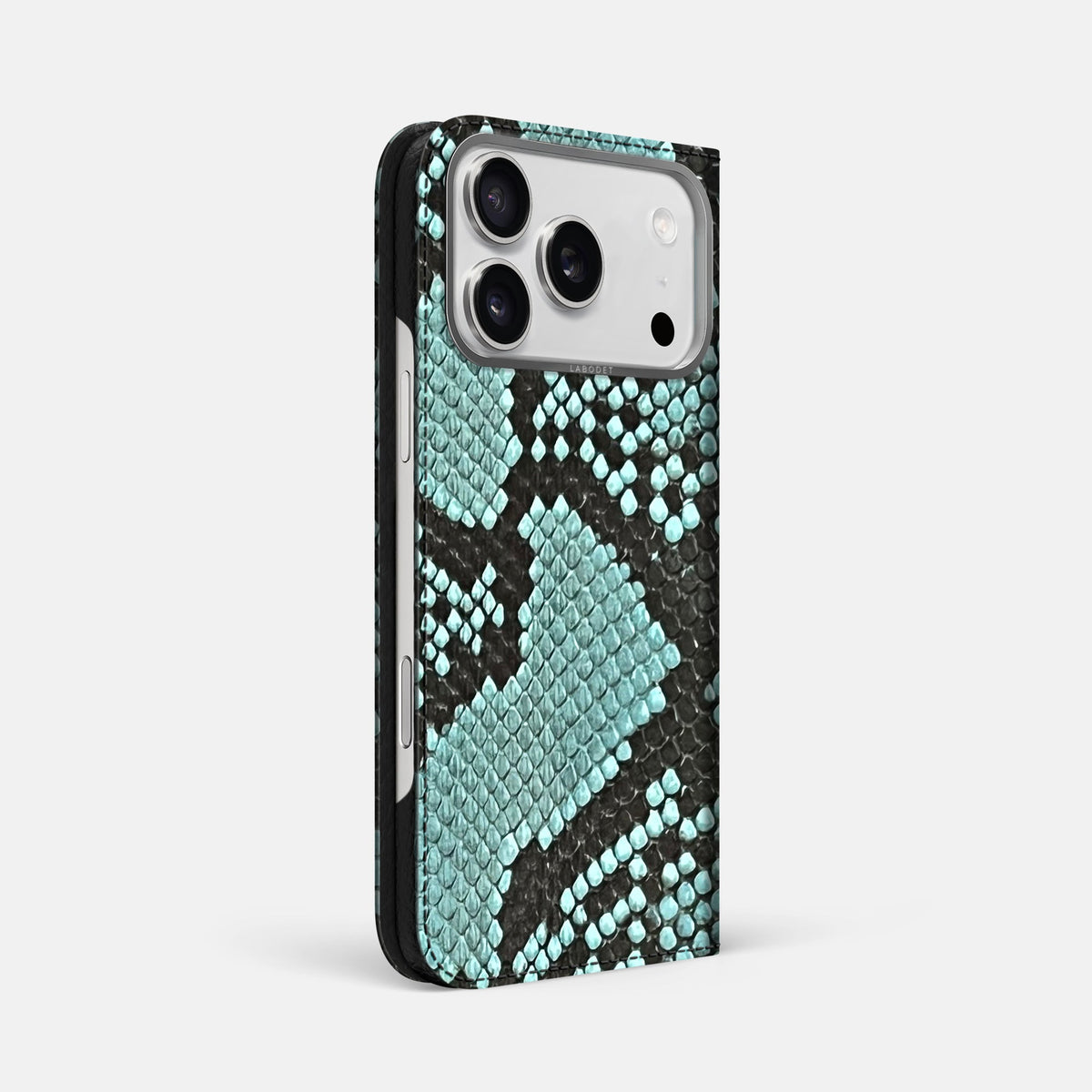Folio Case For iPhone 18 Pro Max In Deluxe Python -1 | Blue-Lagoon-Steel