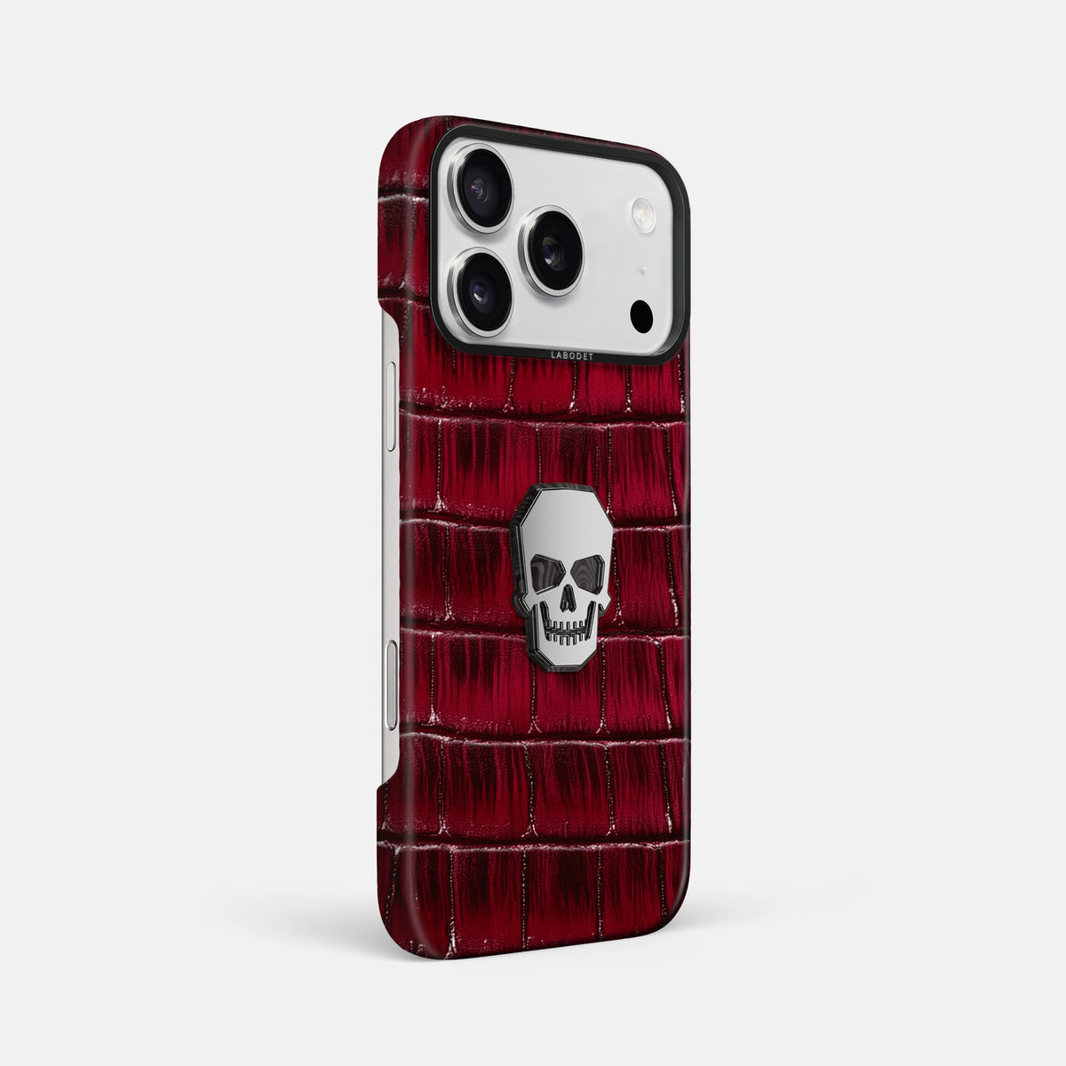 Classic Case With Titanium Skull For iPhone 18 Pro Max In Patina Alligator -2 | Havana-Burgundy-Black