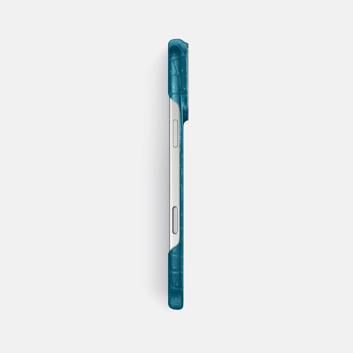 Classic Case For iPhone 17 Pro Max In Porosus Crocodile -3 | Turquoise-Steel