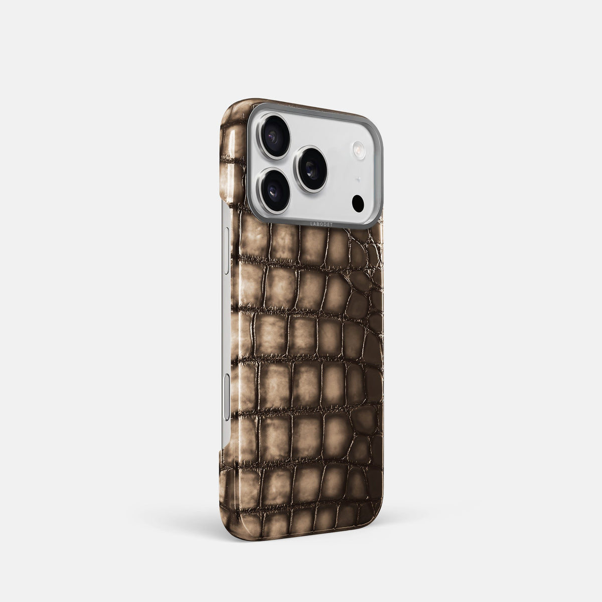 Classic Case For iPhone 18 Pro In Patina Alligator -2 | Etoupe-Steel