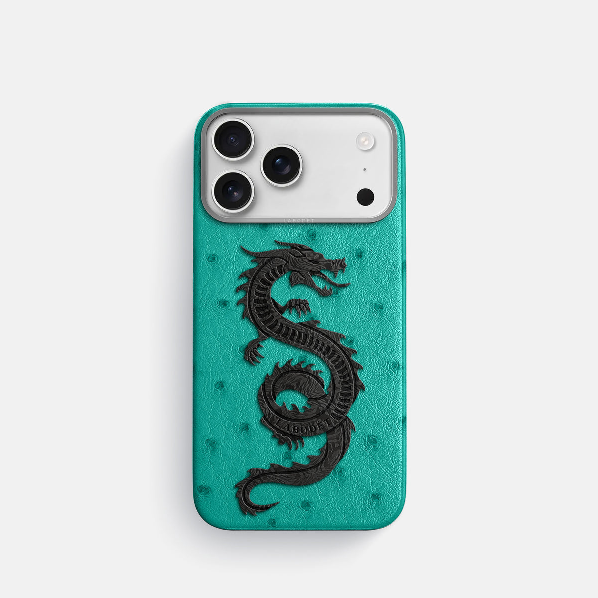 Classic Case With Carbon Dragon For iPhone 17 Pro In Ostrich -1 | Turquoise-Steel