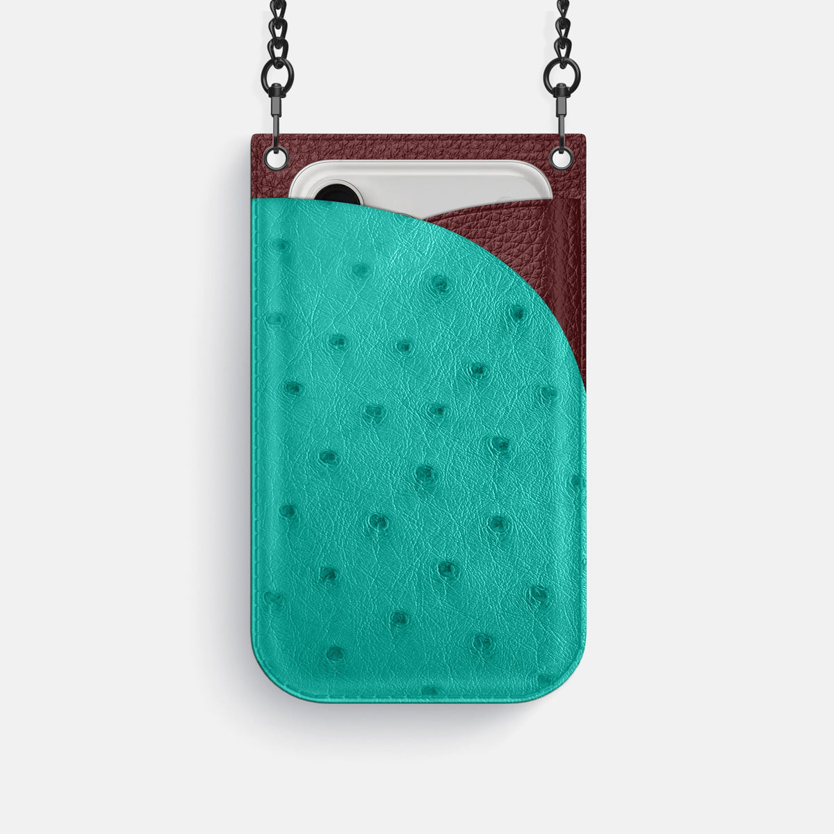 Crossbody Bag For iPhone 18 Pro In Ostrich -1 | Turquoise-Black