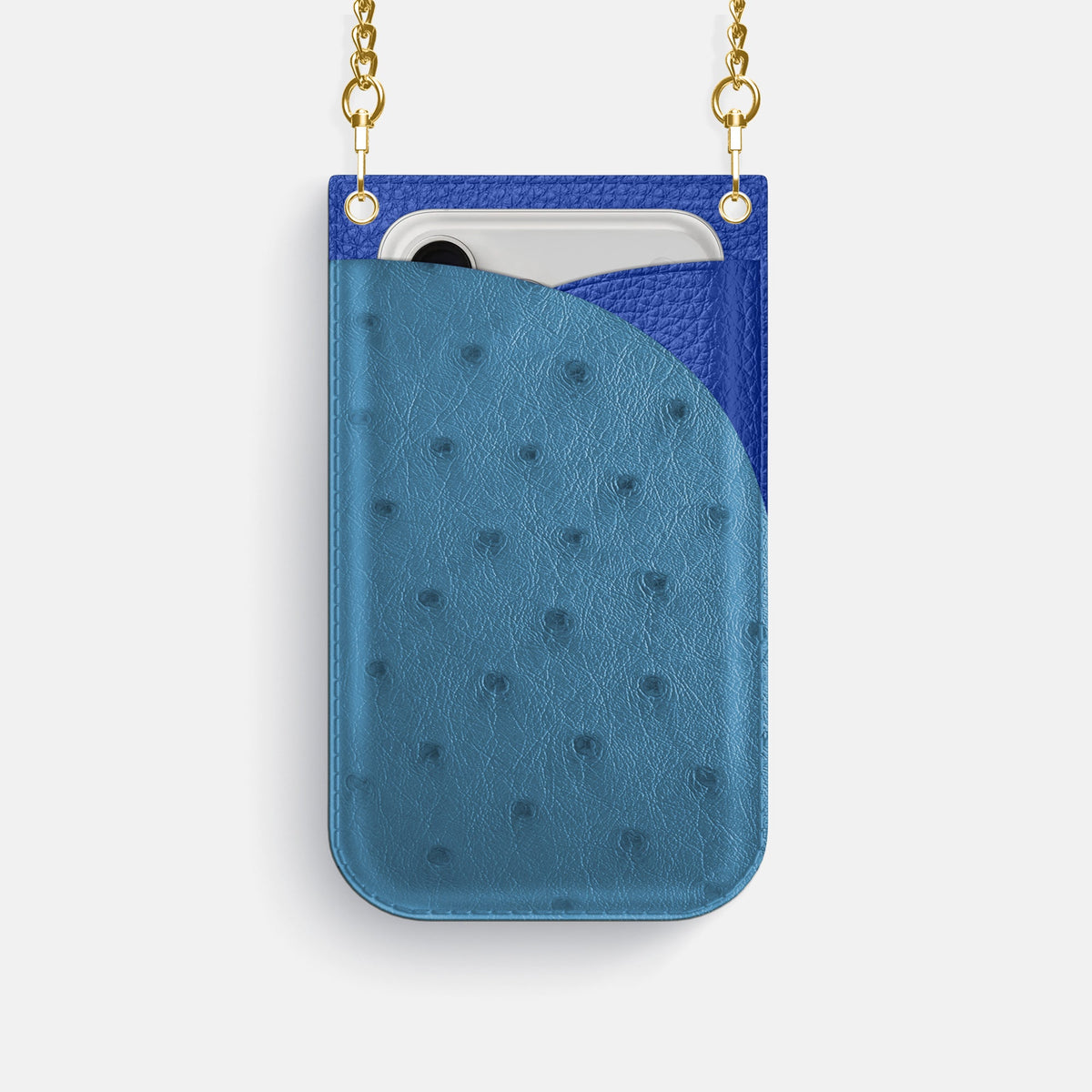 Crossbody Bag For iPhone 18 Pro In Ostrich -1 | Blue-Jeans-Gold