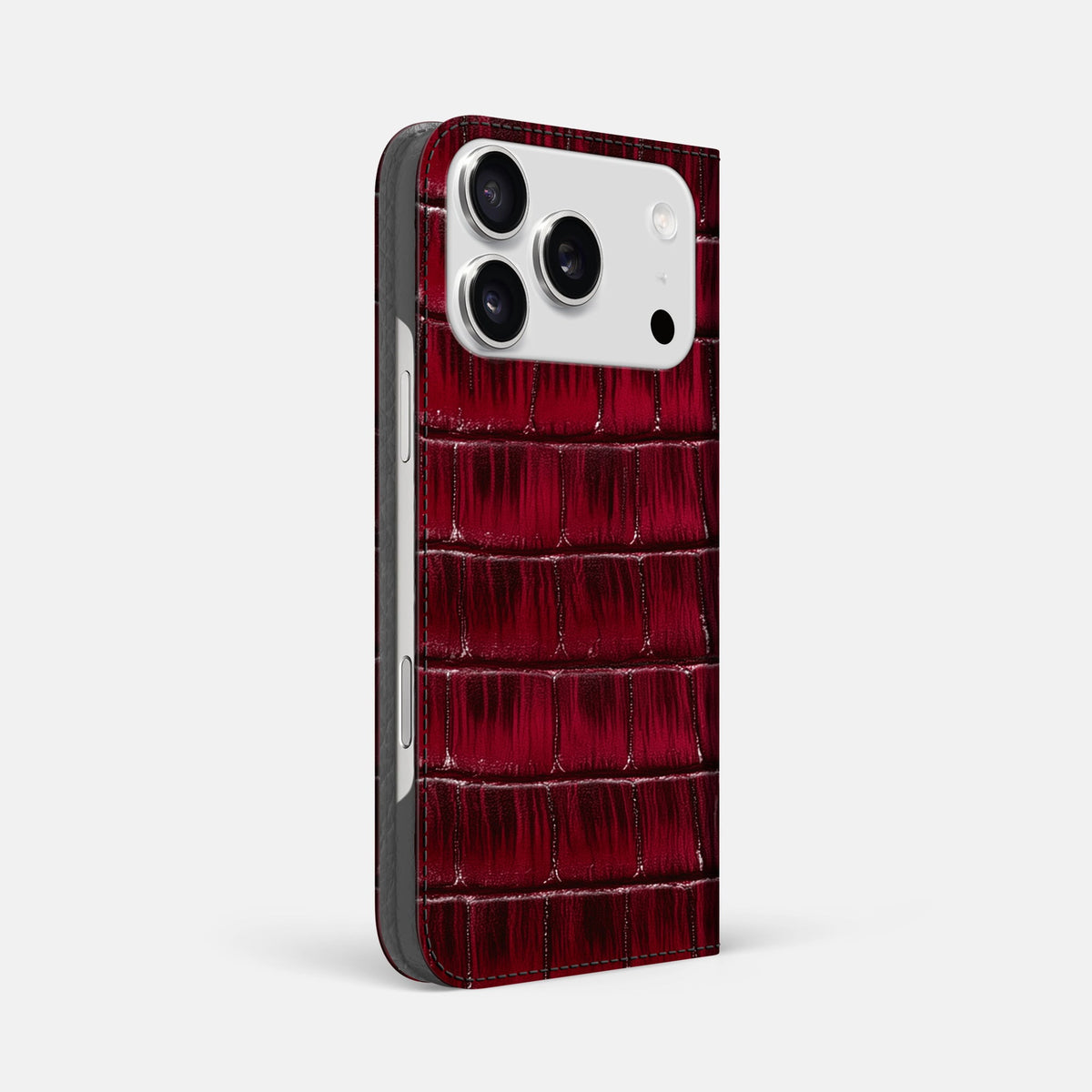 Folio Slim Case For iPhone 18 Pro Max In Patina Alligator -1 | Havana-Burgundy