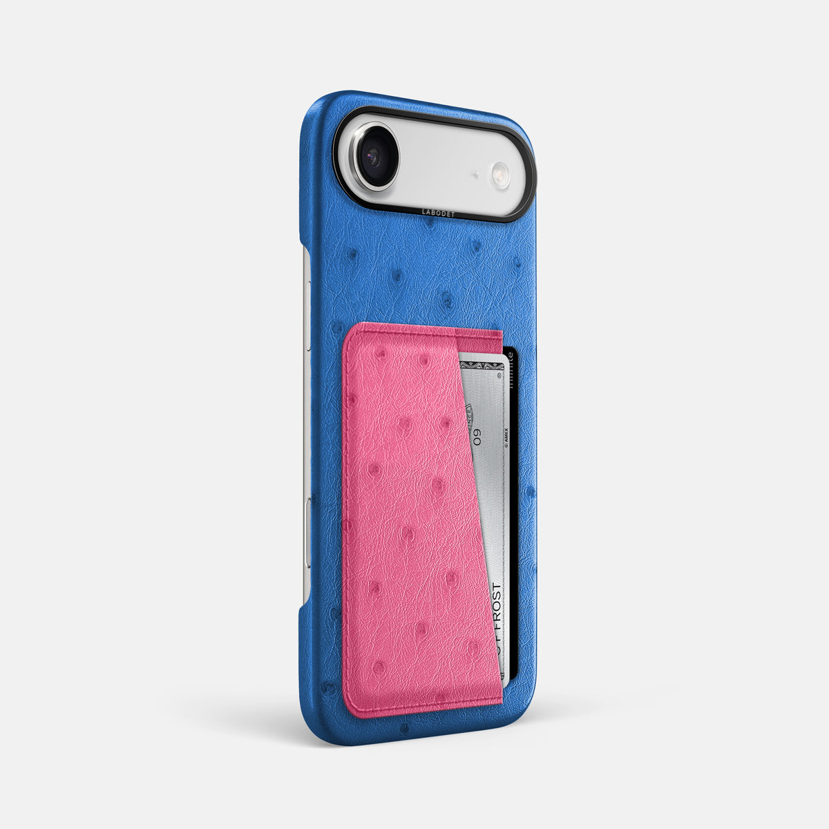 Double Card Case Coloré For iPhone 17 Air In Ostrich -2 | Royal-Blue-Black