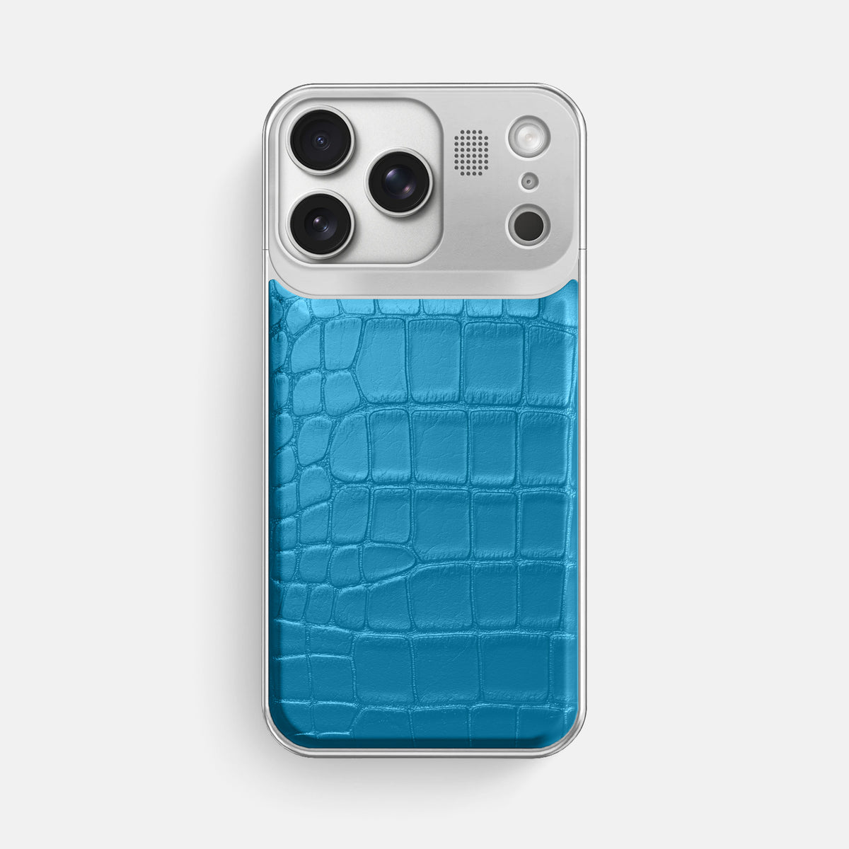 Metal Case For iPhone 17 Pro Max In Alligator -1 | Curaçao-Blue-Steel