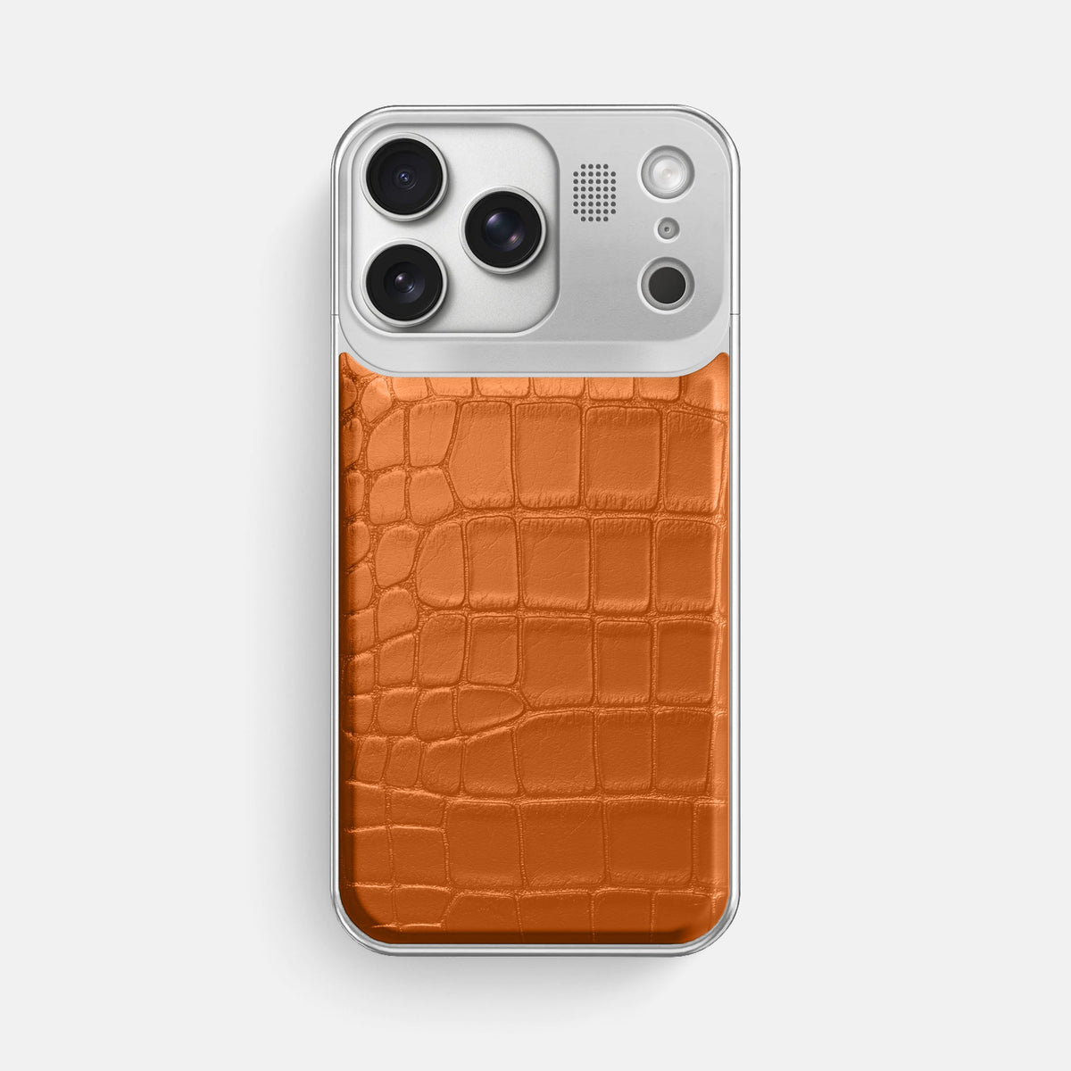 Metal Case For iPhone 18 Pro Max In Alligator -1 | Orange-Steel