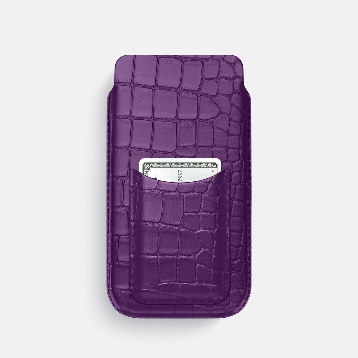 Pouch Card Case For iPhone 17 Pro In Alligator -1 | Purple