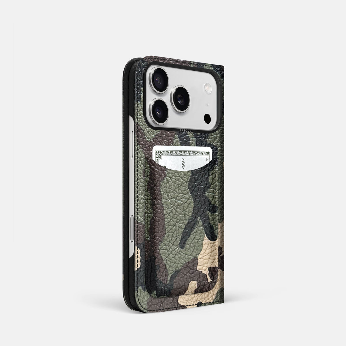 Folio Case with Card For iPhone 18 Pro In Calf -1 | Camouflage-Black
