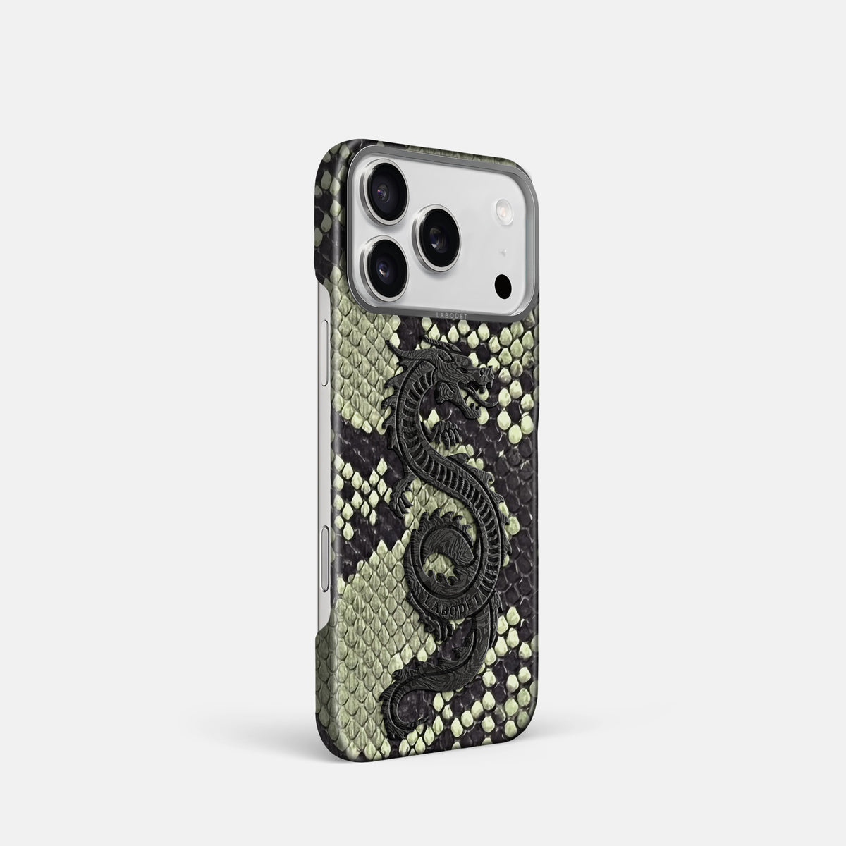 Classic Case With Carbon Dragon For iPhone 17 Pro In Deluxe Python -2 | Army-Green-Steel
