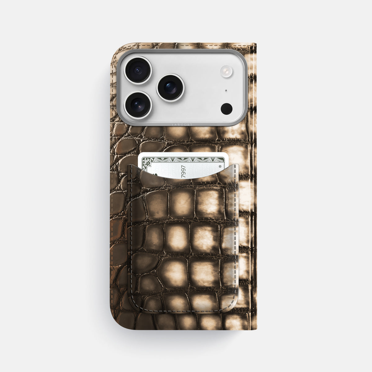 Folio Case with Card For iPhone 17 Pro Max In Patina Alligator -3 | Etoupe-Steel