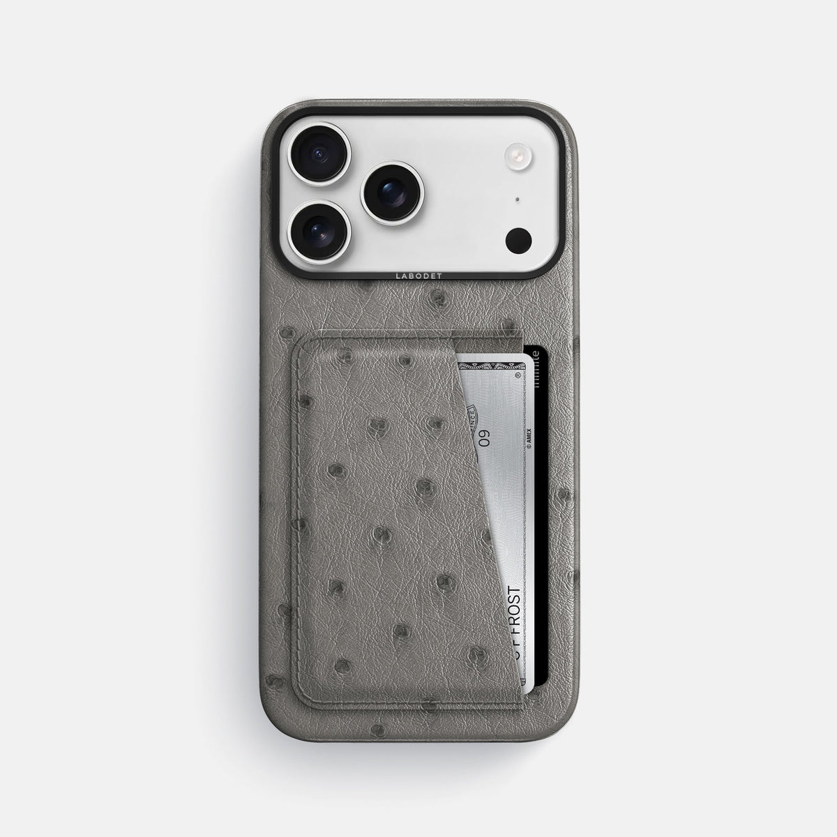 Double Card Case For iPhone 18 Pro Max In Ostrich -1 | Grey-Black