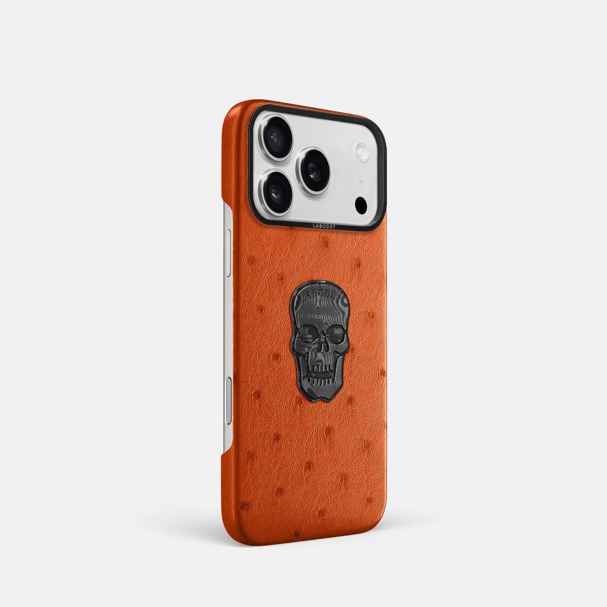 Classic Case With Carbon Skull For iPhone 18 Pro In Ostrich -2 | Orange-Black
