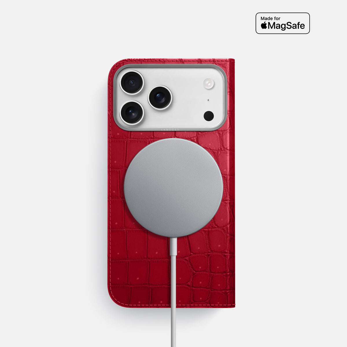 Folio Case For iPhone 17 Pro In Porosus Crocodile -3 | Burgundy-Steel