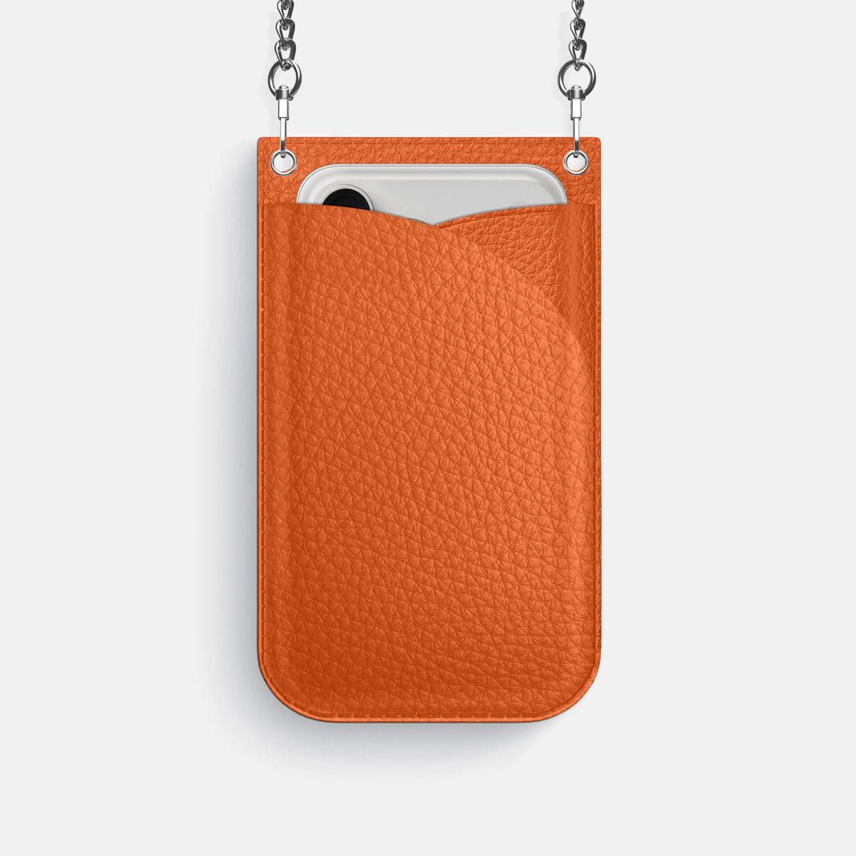 Crossbody Bag For iPhone 18 Pro In Calf -1 | Orange-Steel