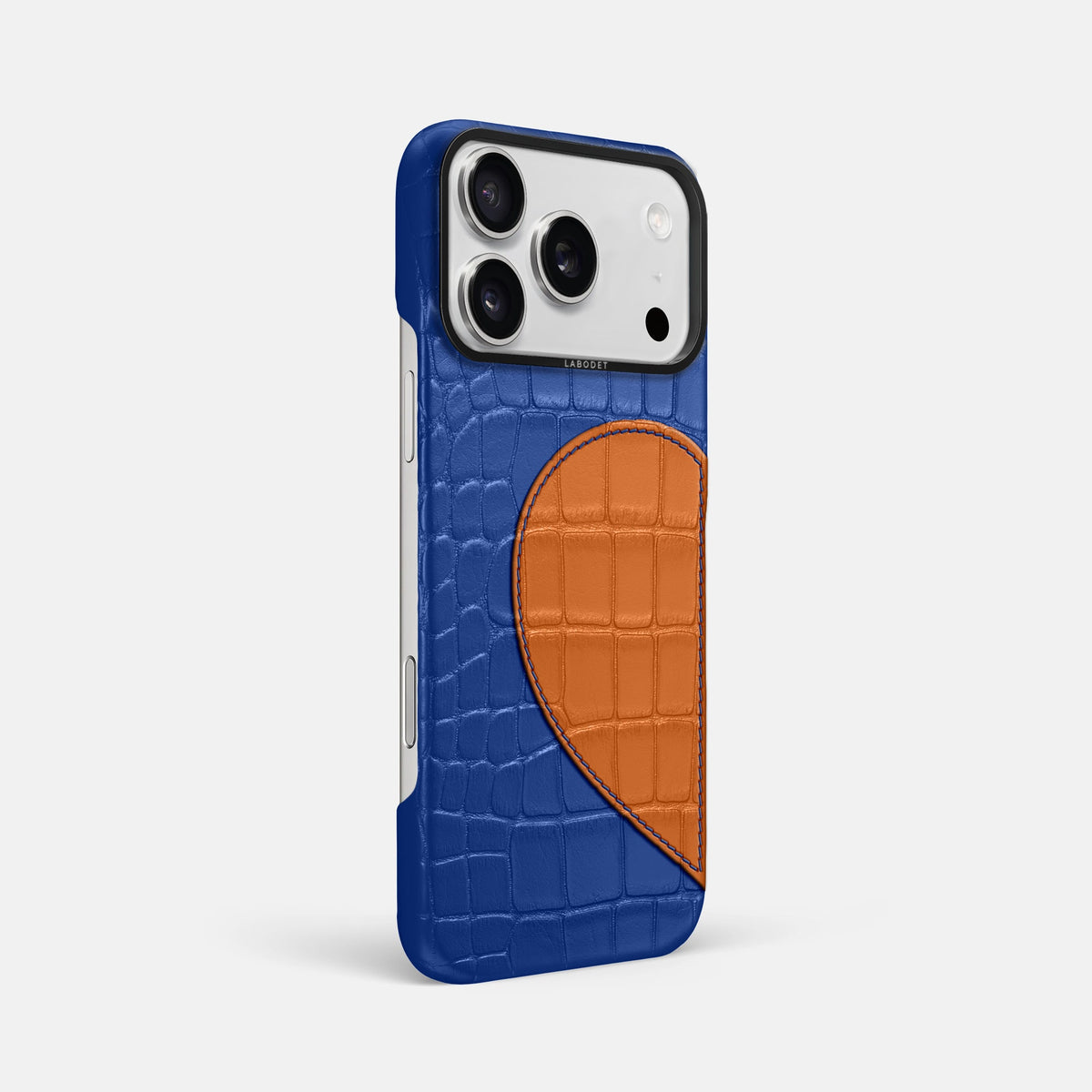 Classic Case With Half Heart - Left For iPhone 18 Pro Max In Alligator -2 | Royal-Blue-Black