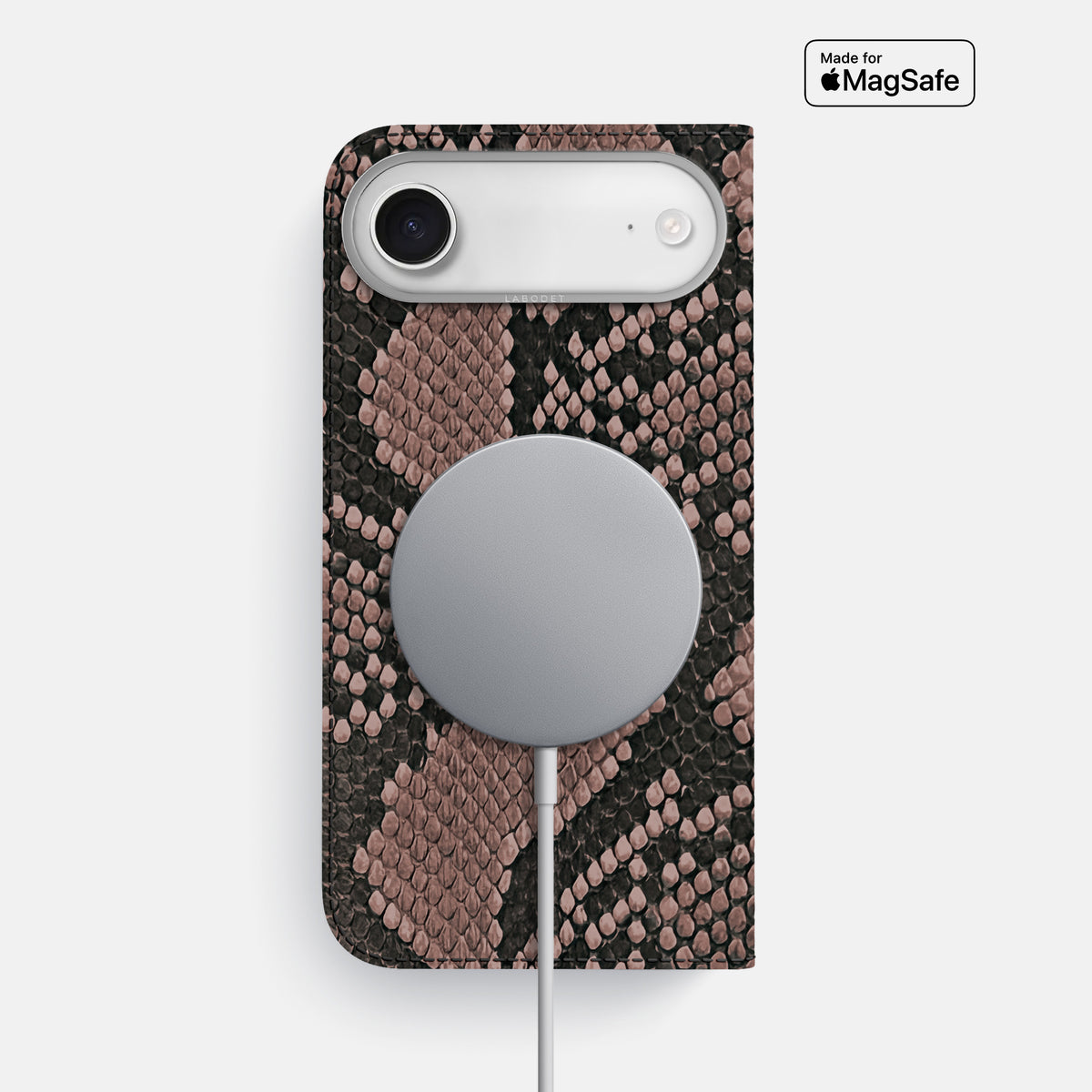 Folio Case For iPhone 17 Air In Deluxe Python -3 | Mahogany-Brown-Steel