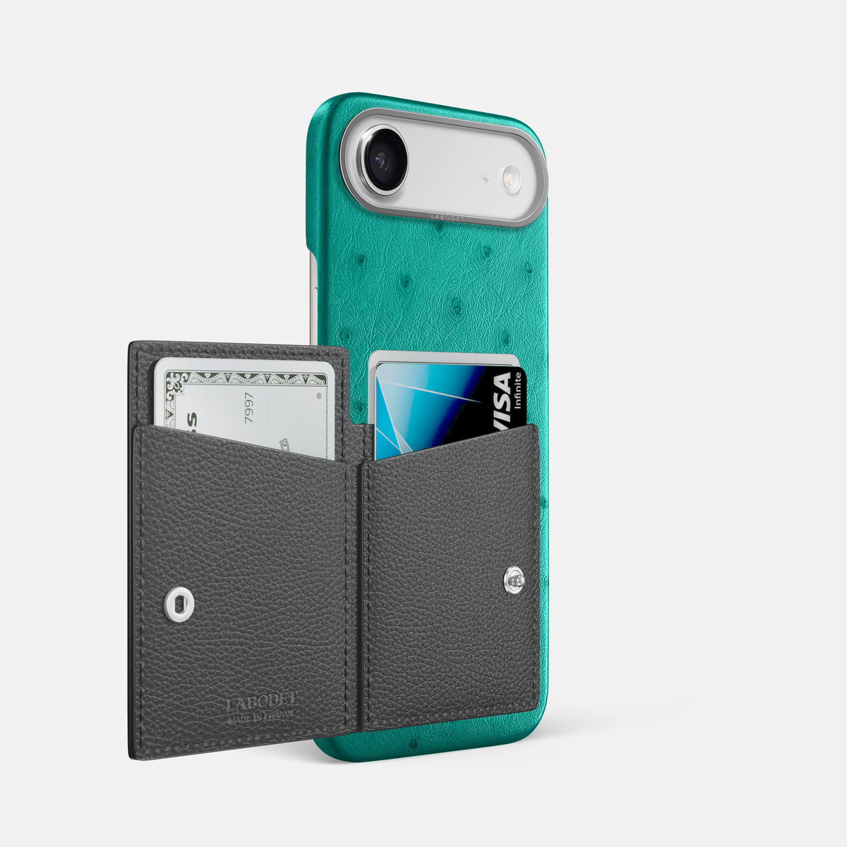 Bi-Fold Case For iPhone 17 Air In Ostrich -2 | Turquoise-Steel